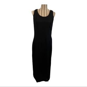 Vintage black long maxi sleeveless dress zipper back closure